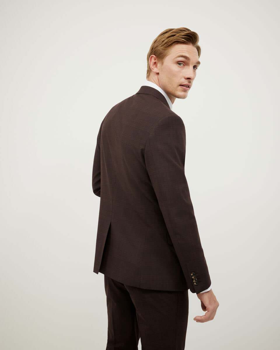 Prince Of Wales Tailored Jacket, Burgundy, hi-res